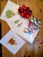 Cartes de Noël, maisons, pingouin, soldat de bois Cartes Madeleine Fortier, écrivaine 
