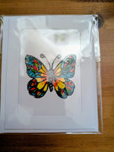 Charger l'image dans la galerie, Cartes de souhaits peinture vitrail, fleurs et papillons Cartes Madeleine Fortier, écrivaine 
