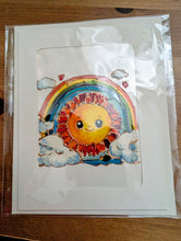 Charger l'image dans la galerie, Cartes de souhaits peinture vitrail, oiseaux et soleil Cartes Madeleine Fortier, écrivaine 
